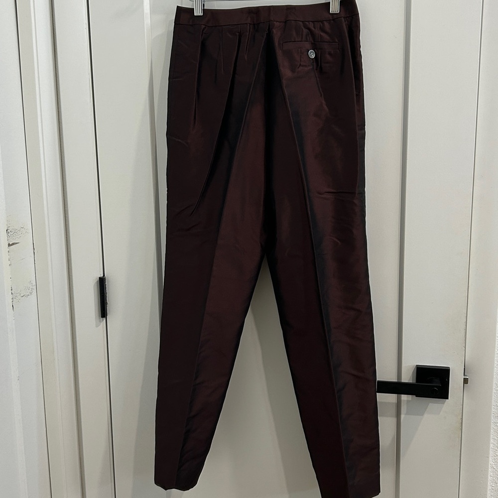 ALFANI Maroon Metallic 100% Silk Classic Pants & Blazer Suit |Top 10P pants 8P - Picture 7 of 12